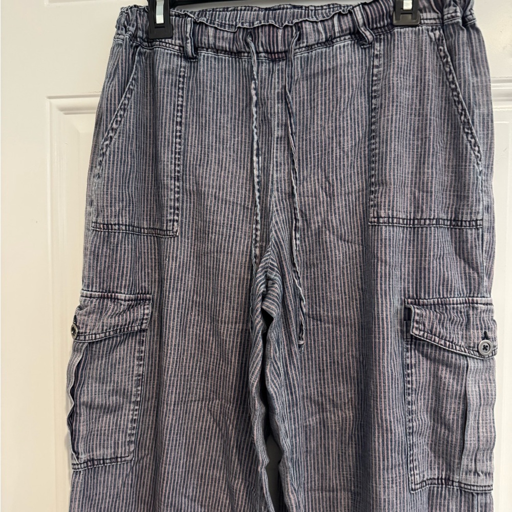 Super Soft Billy T Railroad Stripe cargo pants pink blue stripe size Med - Picture 7 of 9